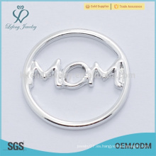 Único diseño de moda amor mamá plata aleación ventana hollw flotante lockets placas